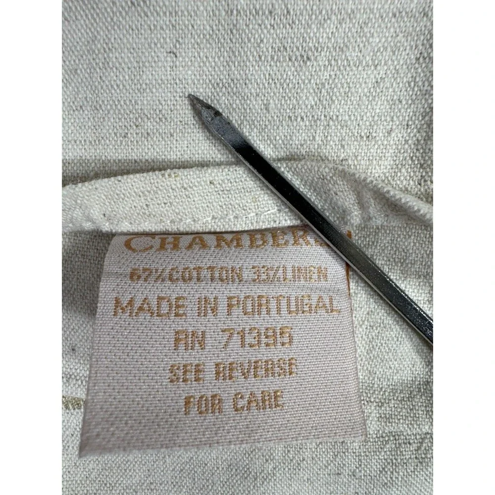 3 Chambers Williams Sonoma Pillow Shams Square Cotton Linen Tan Gray Floral